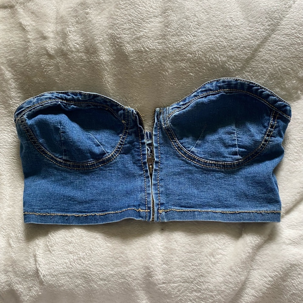 Jean zipper crop top
